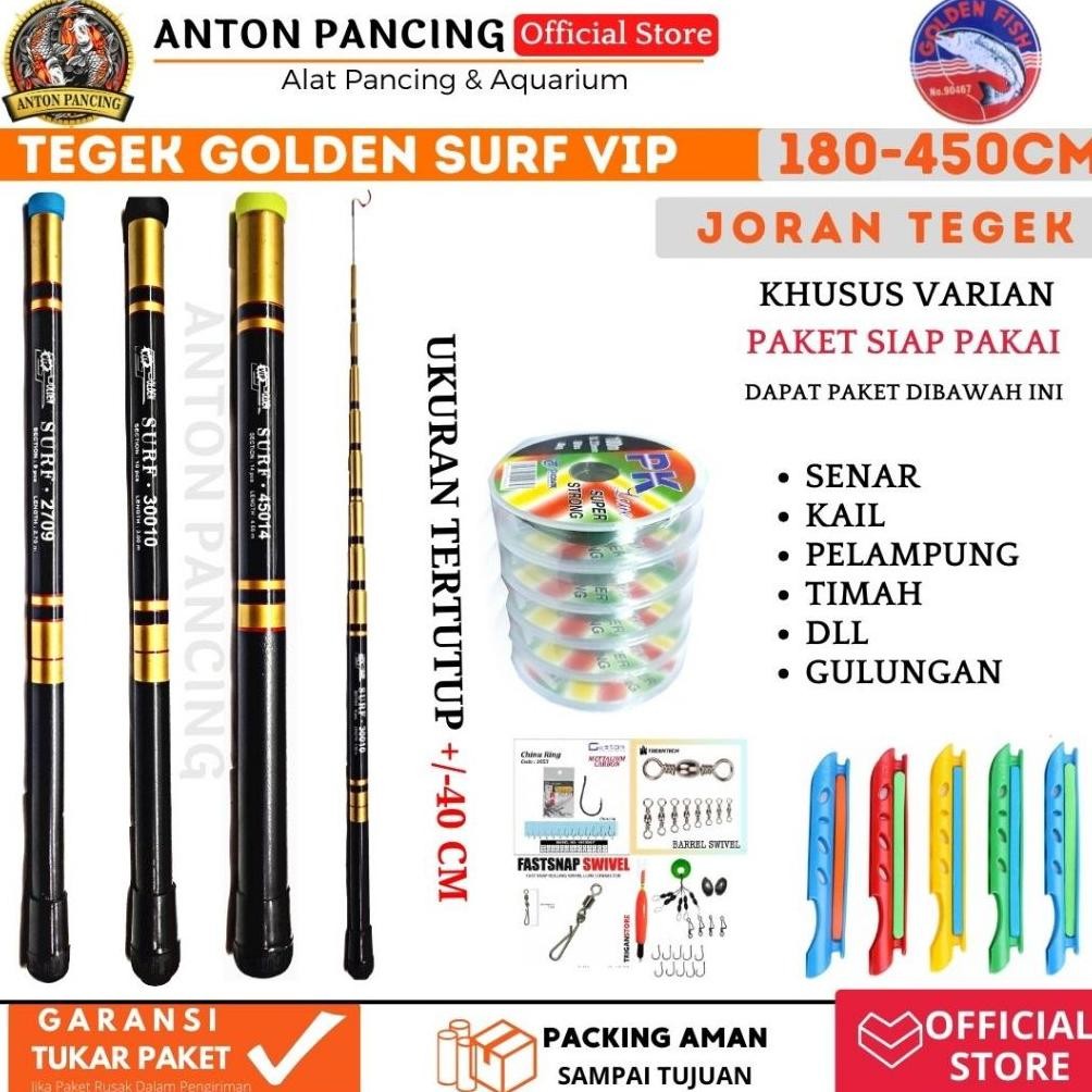 Joran Pancing Tegek Surf Golden Vip 180 210 240 270 300 360 450 Cm Ruas Pendek Ringan Dan lentur