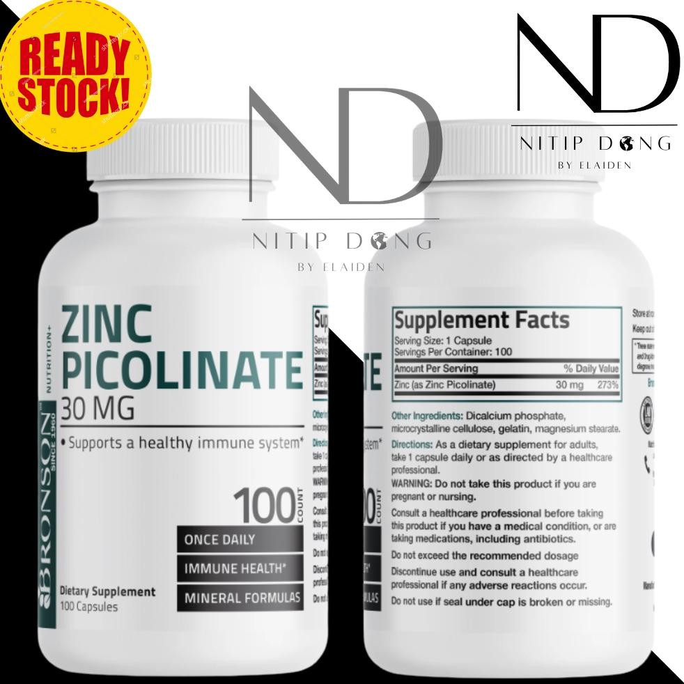 Bronson Zinc Picolinate 30MG - 100 Capsules