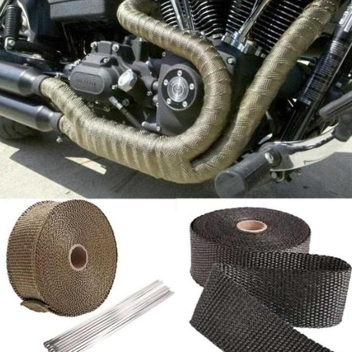 DE47 - Exhaust Wrap Original Lakban Peredam Panas Knalpot Motor Mobil 10M