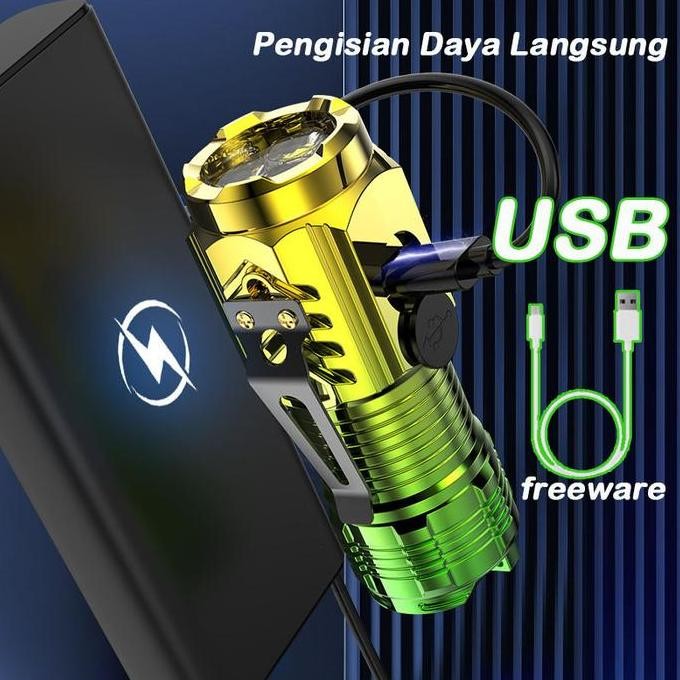 DE101 >> SENTER MINI / LAMPU SENTER USB CHARGER / SENTER UNTUK MENDAKI GUNUNG/3 Led Super Terang Hig
