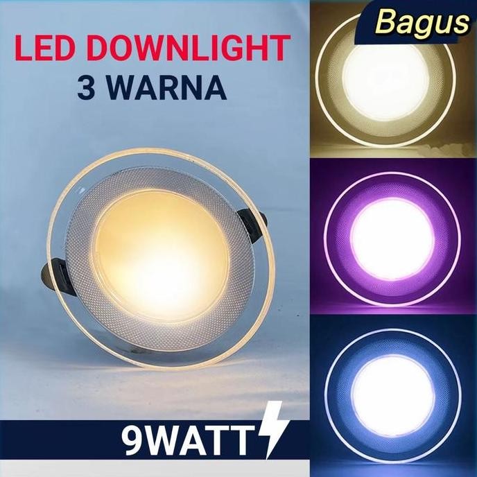 New New Home Lighting LAMPU DOWNLIGHT LED 3 WARNA 9W KUNING BIRU UNGU / PUTIH KUNING WW /PANEL LED/L