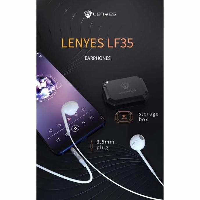 DF233>> HEADSET HANDSFREE LENYES LF35 ORIGINAL 100% STEREO EARPHONE LF-35