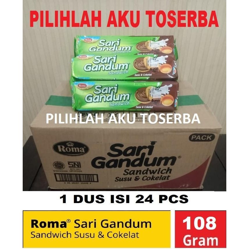 Roma Sari Gandum Sandwich Susu & Cokelat 108 gr - (HARGA 1 DUS isi 24)