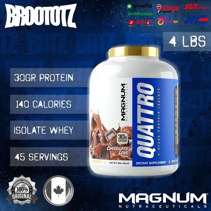 MAGNUM Quattro Isolate Whey Protein 45 Servings 4Lbs Whey Protein Isolate Shake Powder Suplemen Gym 