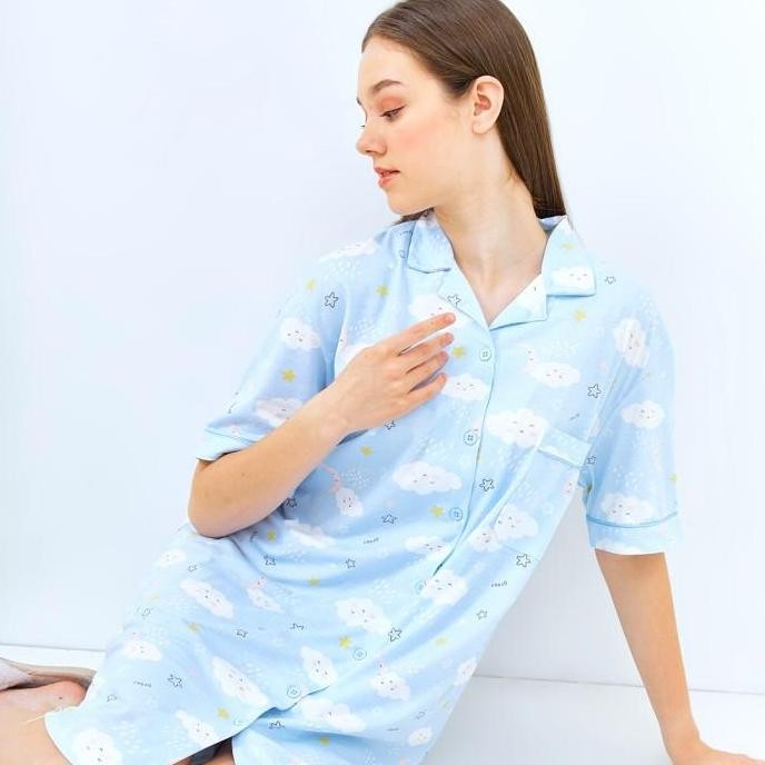 Greet Night Wear - Daster Tidur Kaos Katun Model : D-429 / D Kerah