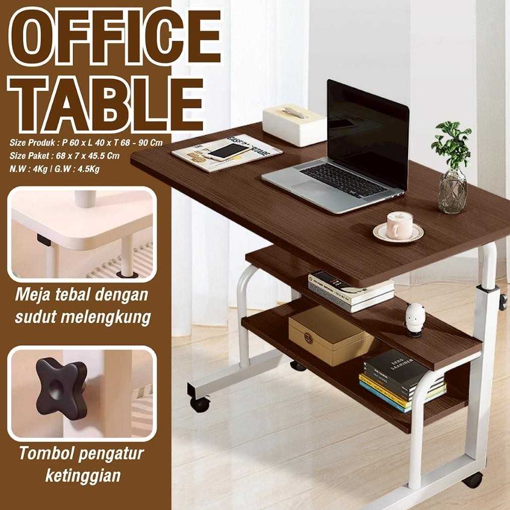 BG SPORT Meja Laptop Portable Standing Desk Meja Belajar Komputer Beroda Bertingkat Multifungsi