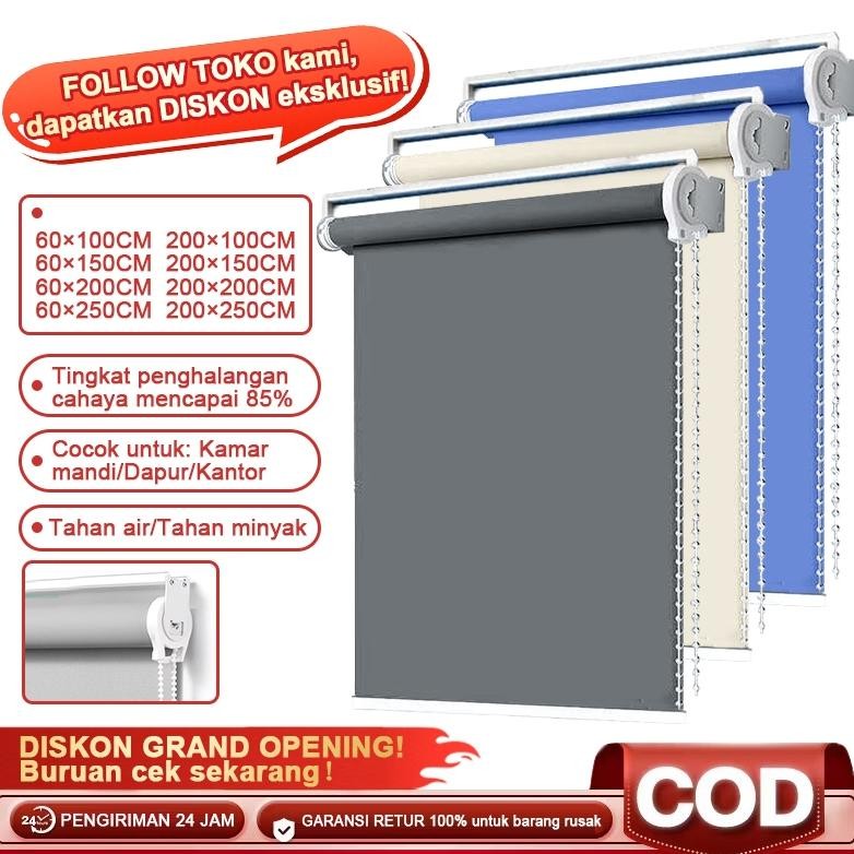 Ready Stock Roller Blind Gorden Jendela Semi Blackout 85% Dengan Rel Kepala -Tirai Jendela Gulung Un