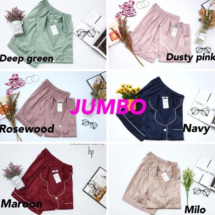 Piyama Satin Premium Wanita Jumbo Celana Pendek Xxxl / Hotpant Ellie