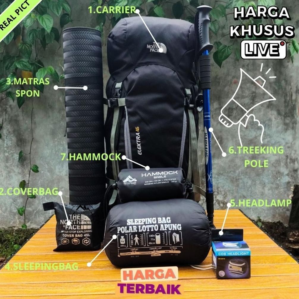 [ PAKET LENGKAP CAMPING 4 5 6 7 ITEM ] TAS RANSEL GUNUNG CARRIER 45 LITER DAN 60L TAS PENDAKI GUNUNG