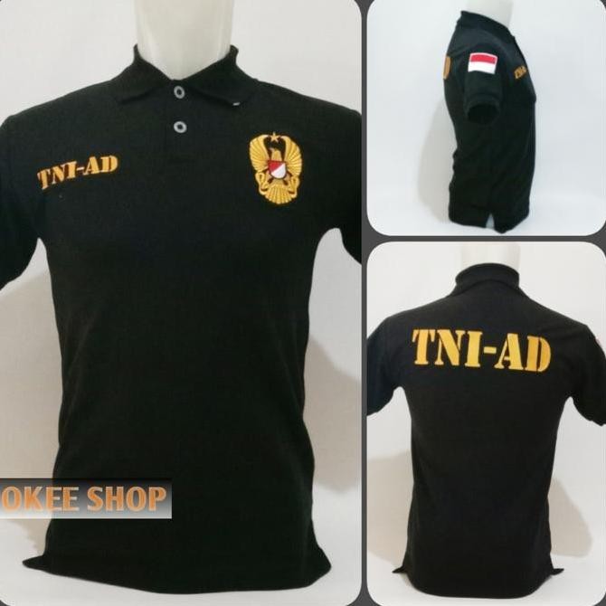DB16 >> Baju Kaos Polo PENDEK Hitam TNI AD