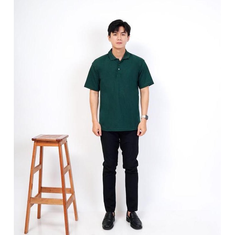 DB39>> Polo polos hijau army - kaos kerah hijau army polos - polo polos hijau / HIJAU BOTOL kaos WIN