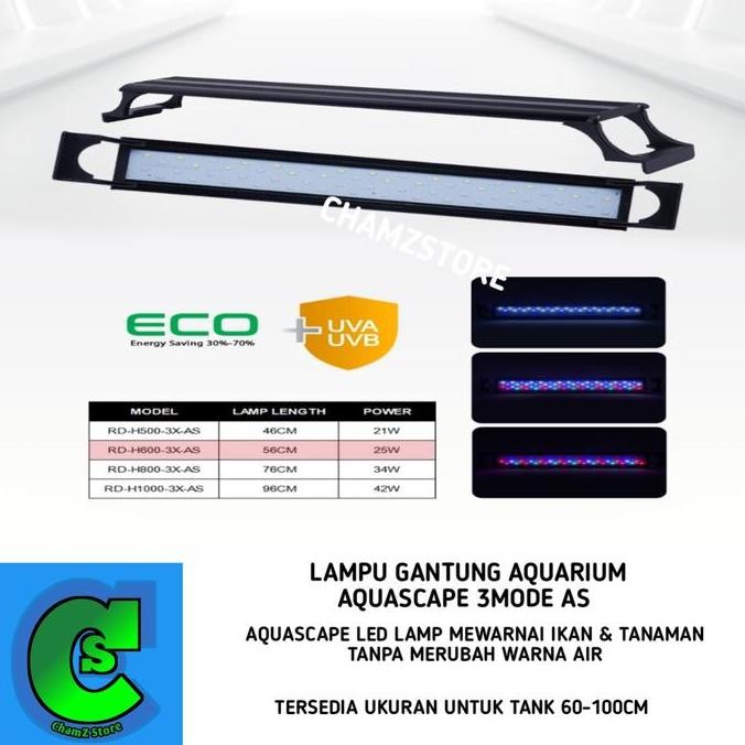 Rdi Lampu Gantung Aquarium Aquascape 3 Mode Uva Uvb 50Cm, 60Cm, 80Cm, 100Cm / Lampu Led Gantung Aqua