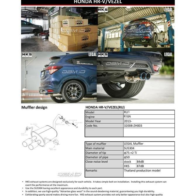 Promo Knalpot Muffler LEGAL Titanium HKS HRV 2015+ 32008-ZH003 COD