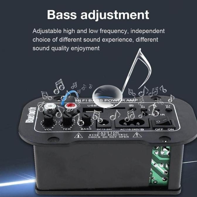 5 Inci 12V 24V 220V Amplifier Ampli Mini Board Audio Bluetooth Usb Fm Radio Tf Player Subwoofer Mobi