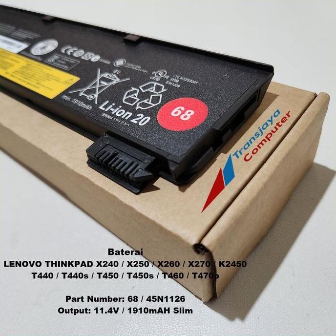 Baterai Battery Laptop Thinkpad X240 X250 X260 X270 Baterai Eksternal Li-Ion20