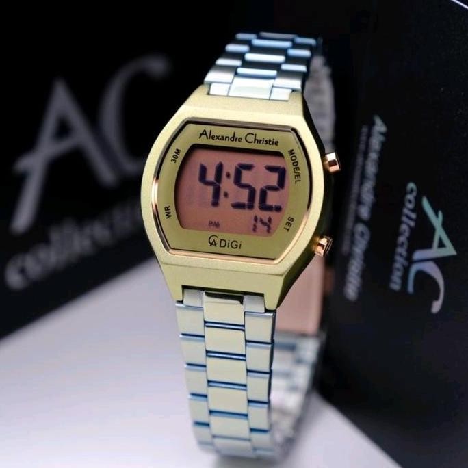 JAM TANGAN WANITA ALEXANDRE CHRISTIE AC9348 AC 9348 DIGITAL GREEN ORIGINAL
