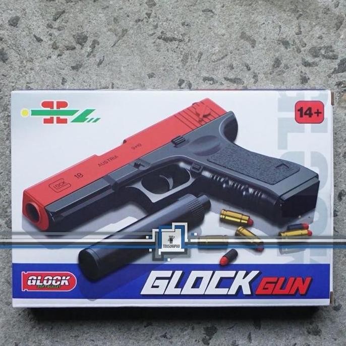 Promo Glok Toy Gun Shell Eject Pistol Nerf Mainan Anak Blaster Peluru Busa COD