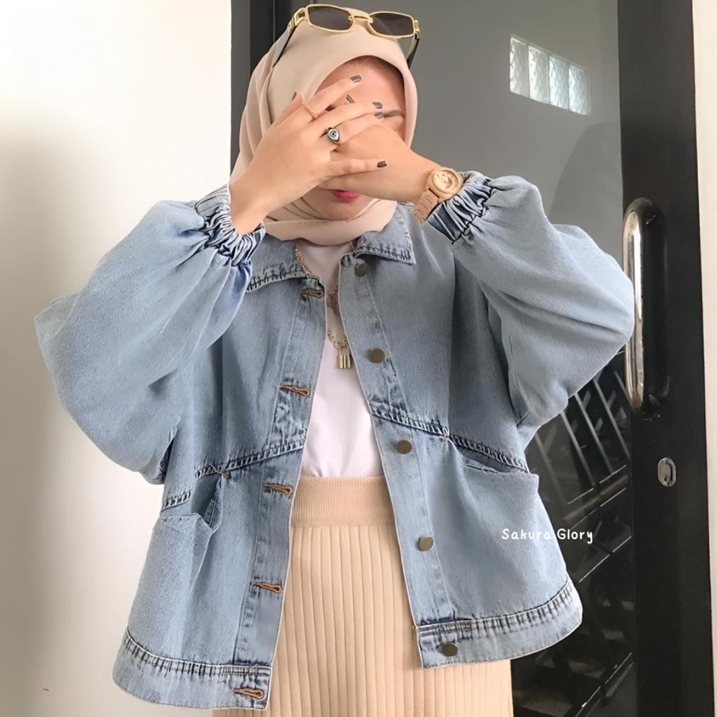 Sakura Glory - JAKET JEANS VINTAGE DENIM PREMIUM UKURAN ALLSIZE / ATASAN / BLAZER / BLOUSE / WANITA 