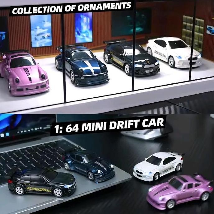 Remote Control Drift Car 1:64 Mobil RC Mini bisa Drif 4WD Full Propo Biru Ungu Hitam Putih 2.4ghz 4W