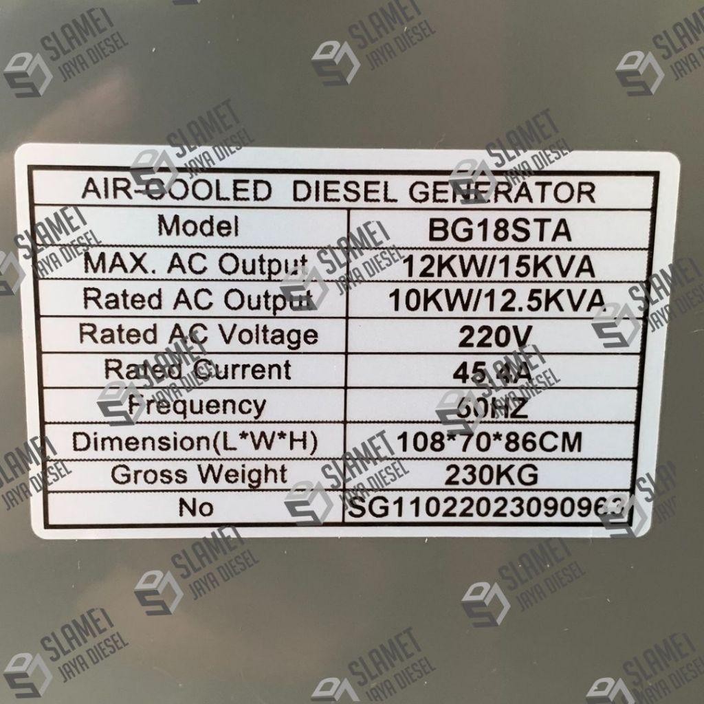 Genset Silent Brothers BG18STA - 12000Watt **