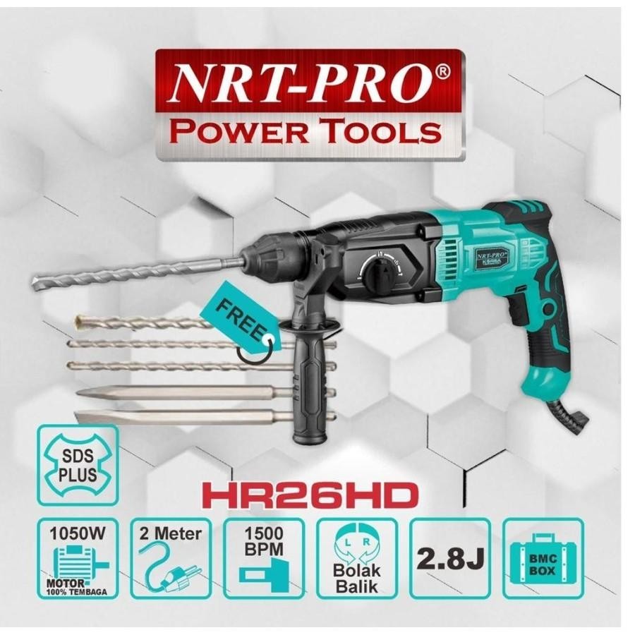 MESIN BOR BETON BOBOK NRT PRO HR 26 HD / BOR TANGAN NRT PRO HR 26HD **