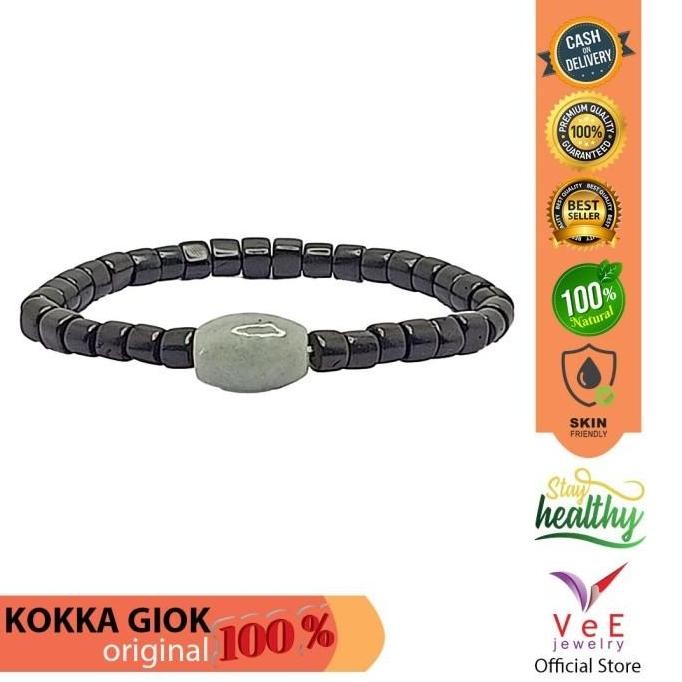 BEST SELLER GELANG TASBIH KAYU KOKKA MARJAN HITAM BATU GIOK JADE ASLI CINA - VEE 