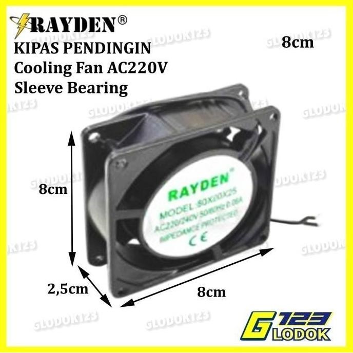RAYDEN Mini Cooling Fan AC 220V Exhaust Kipas Pendingin 8 9 12 Cm