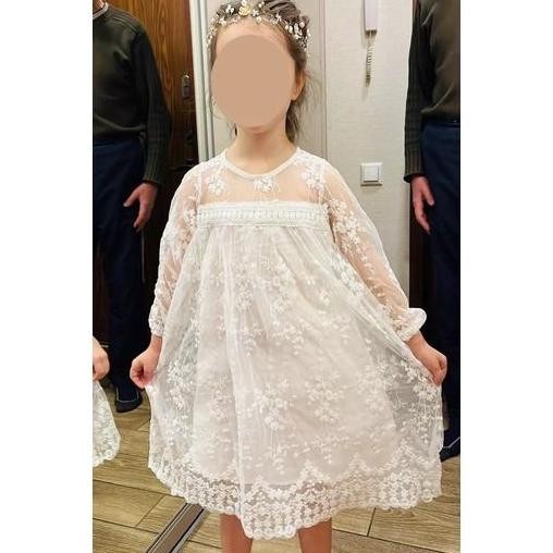 White Brocade Dress Putih Anak Import Dress Brukat Anak