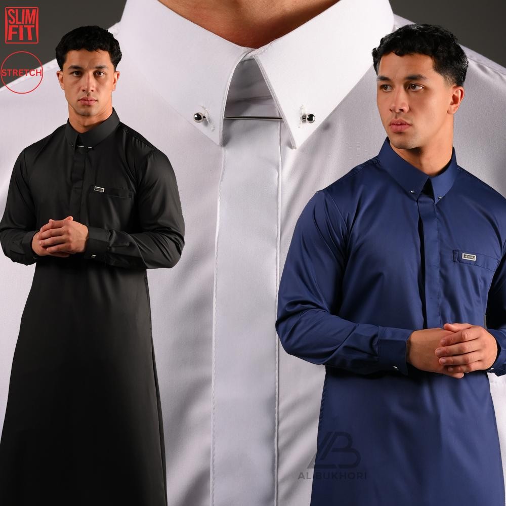 Al Bukhori - STRETCH Jubah Gamis Thobe Slimfit Pria Dewasa Premium Lengan Panjang - Jubah Sultan