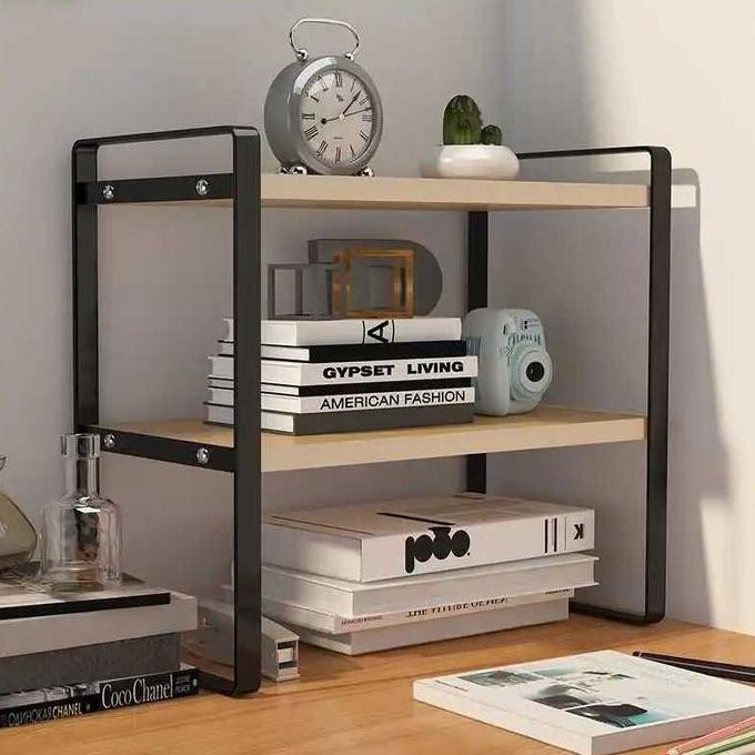 Rak Meja Buku Printer Minimalis DIY Table Organizer Tingkat