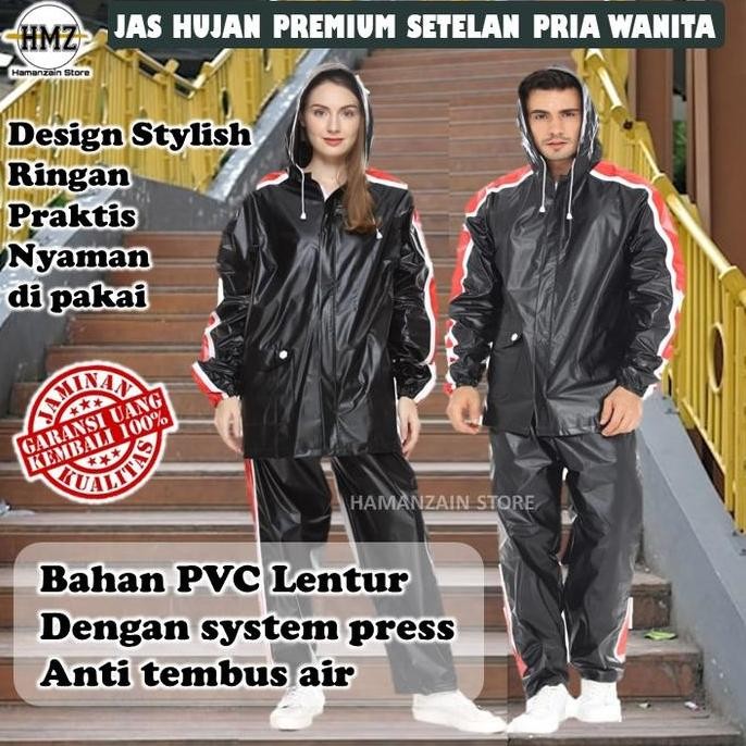 Promo Jas mantel hujan motor jumbo wanita pria dewasa setelan celana tebal COD