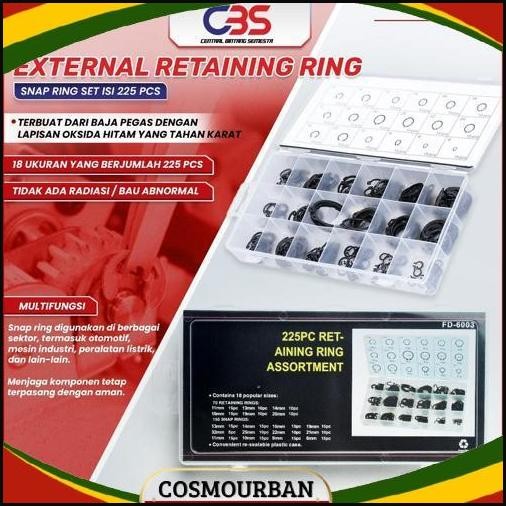 Terlaris Circlip / External Retaining / Snap Ring Set Isi 225 Pcs + Box
