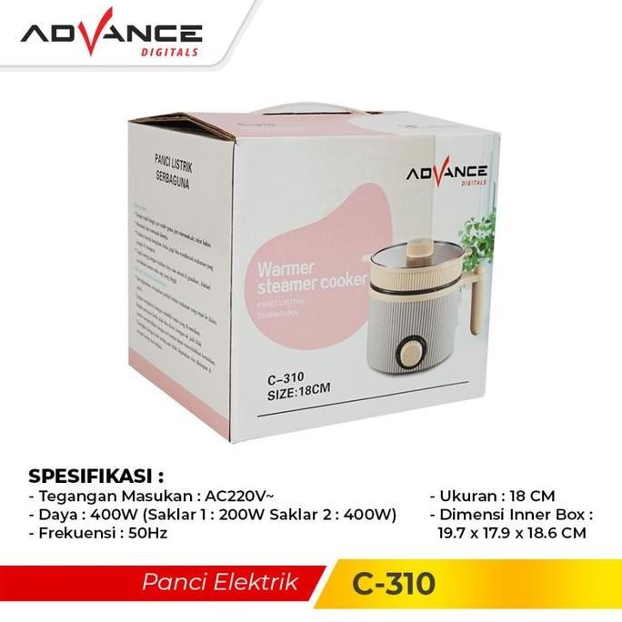 Panci Listrik Elektrik Advance C-310 Multifungsi Warmer Steamer Cooker