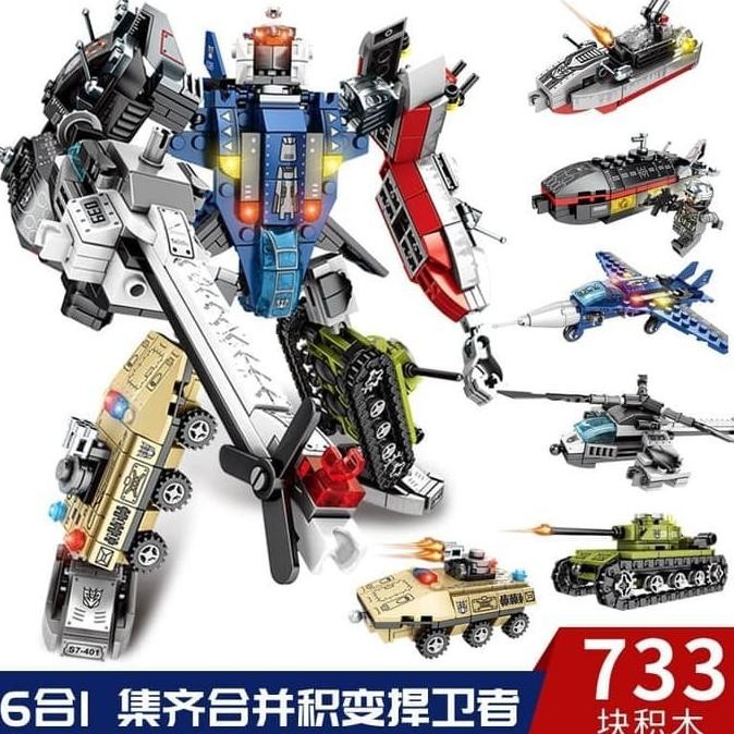 Bricks  Block Sembo SATU SET 4 IN 1/ 6 in 1 mecha of steel Megazord anak mainan toys