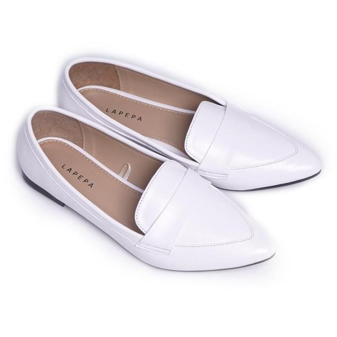 Promo Lapepa Titian White FlatShoes | sepatu flat formal wanita kekinian warna putih terbaru officia