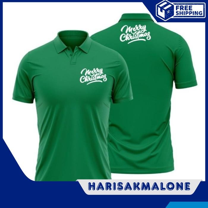 GRATIS ONGKIR KAOS POLO SHIRT TSHIRT BAJU KERAH DISTRO HIJAU FUJI NATAL MERRY CHRISTMAS KELUARGA SAN