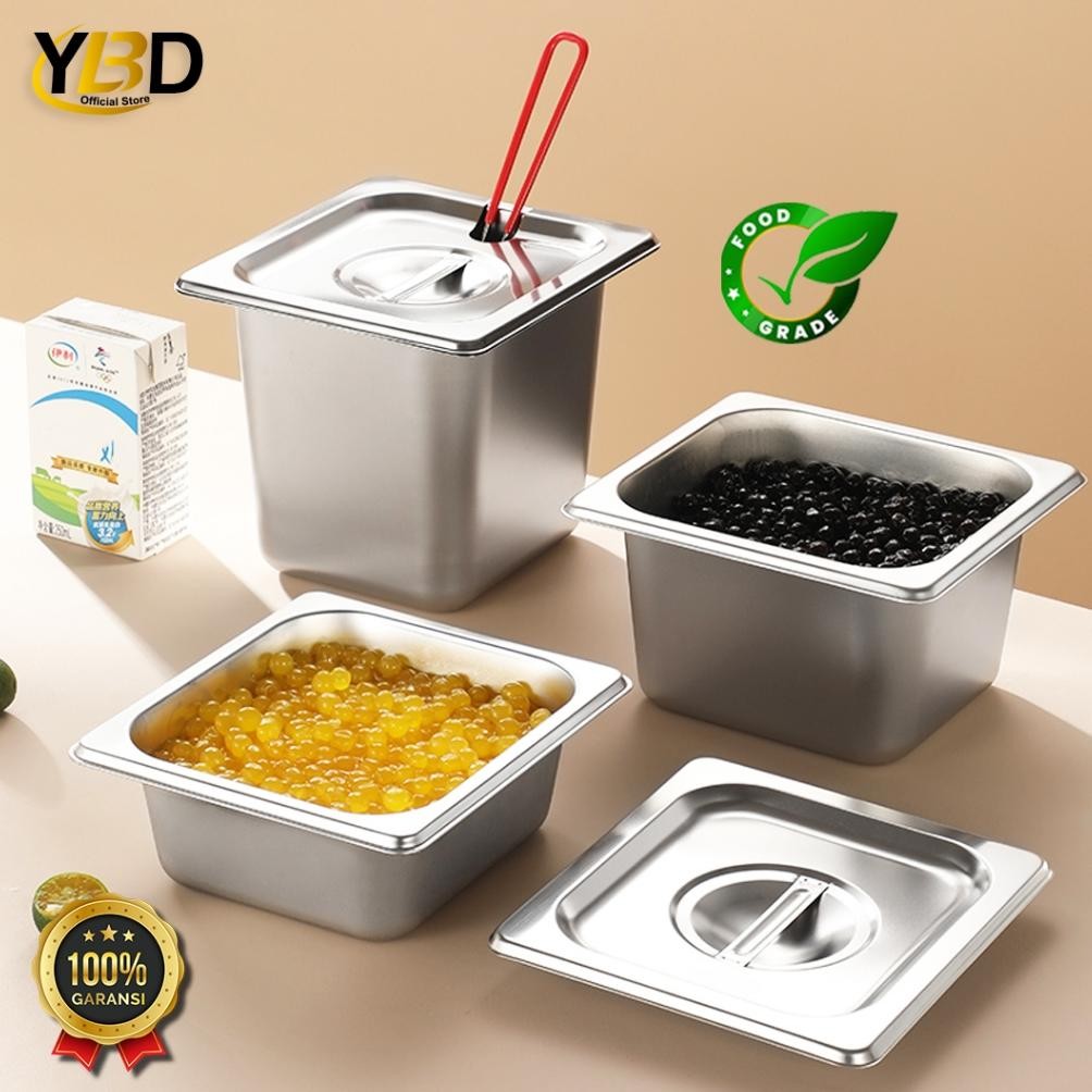 PROMO Food Pan Stainless + Tutup lubang 1/6 x 10cm | Tempat makanan satu set bahan stainless | food 