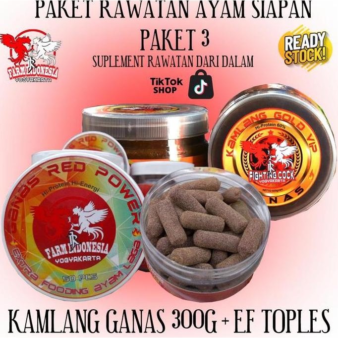 Paket Ganas Gold VIP + Extra Fooding Ganas Red Power suplemen rawatan ayam siapan AME