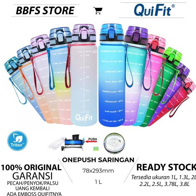 quifit botol minum tritan viral motivasi olahraga sport 1L original