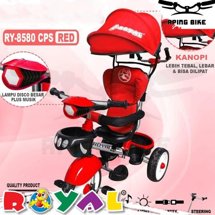 Sepeda Roda Tiga Royal Ry-8580 Cps Kursi Putar 360 + Musik Tricycle Anak