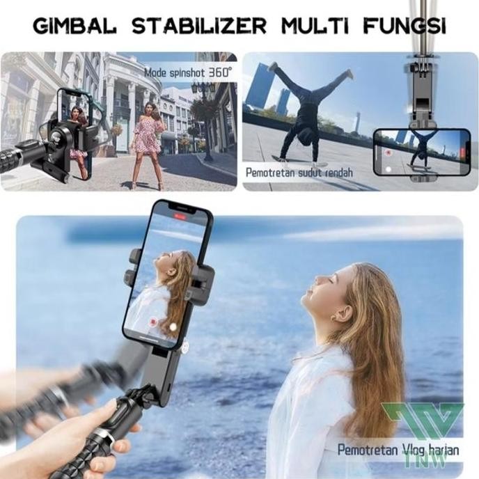 Gimbal stabilizer handphone TNW Q18 tongsis hp bluetooth tripod