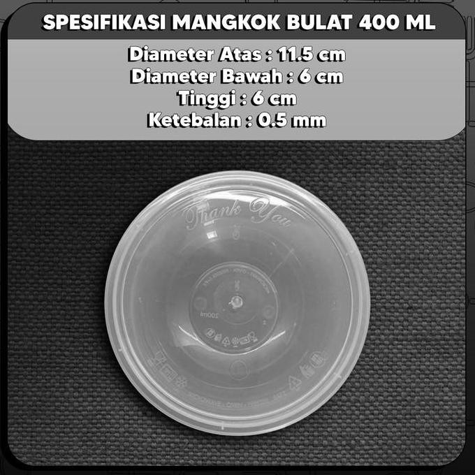 Cup Mangkok Plastik 400ml - Mangkok Nasi - Cup Puding Thinwall GROSIR