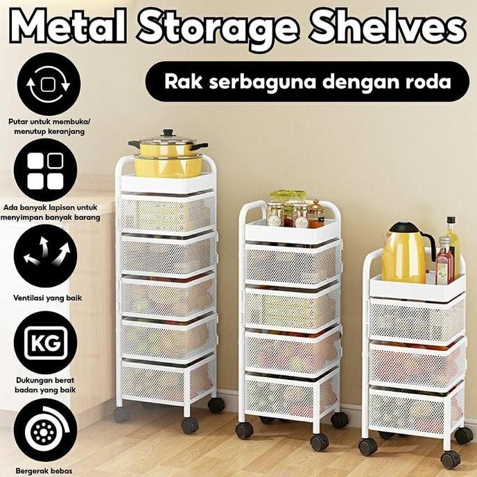 Rak Dapur Kamar Mandi Susun Multifungsi / Rak Troli Putar Serbaguna