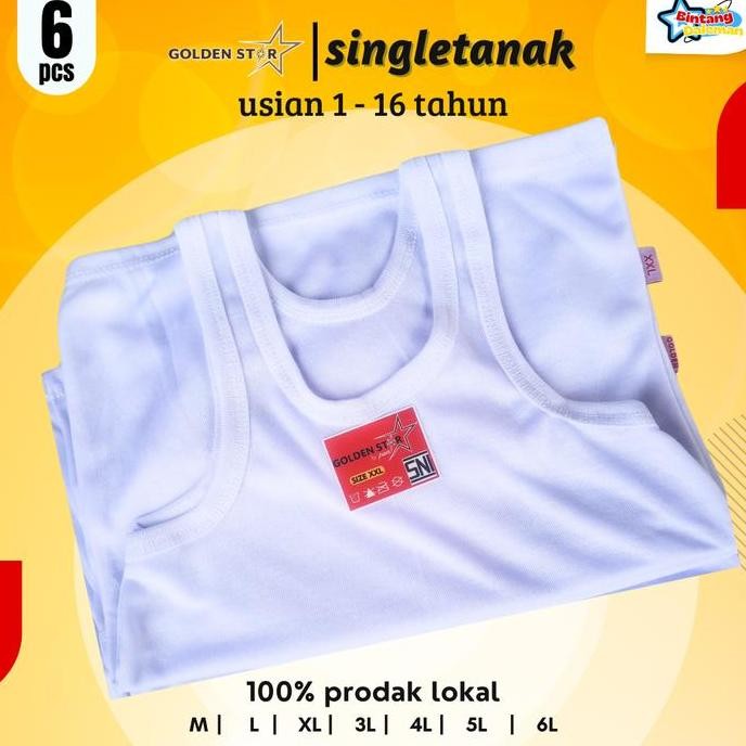 DF167>> 12 Pcs Kaos Dalam anak katun golden Star Anak-Anak Remaja Fashion Singlet Kaos dalam Anak la