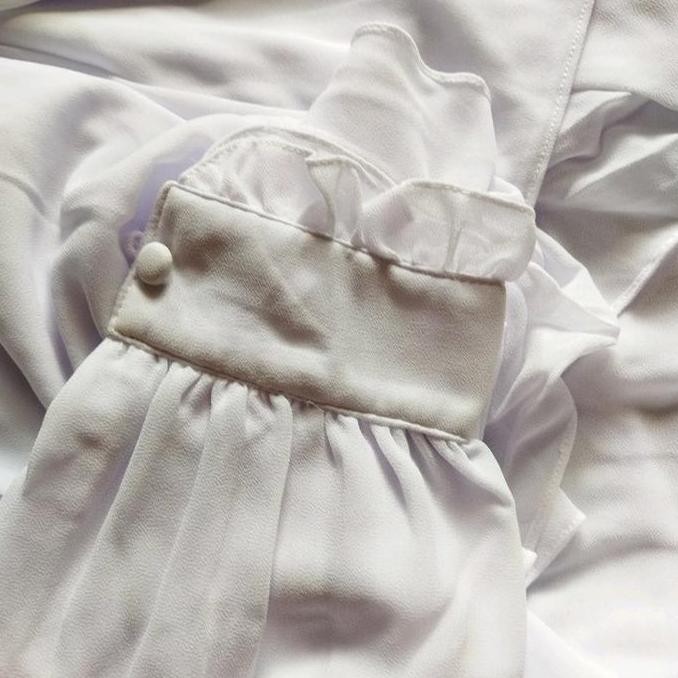 Gamis Ceruty Babydoll Satu Set Jilbab Polos Hitam Putih Lembut Manset Muslim  Syari  Panjang Simple 