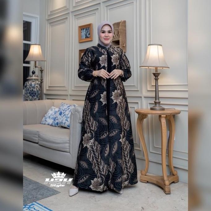 Gamis Pesta Batik Kombinasi Jack Black Dress Batik Kondangan Mewah Paling Terlaris Gamis Batik Kekin