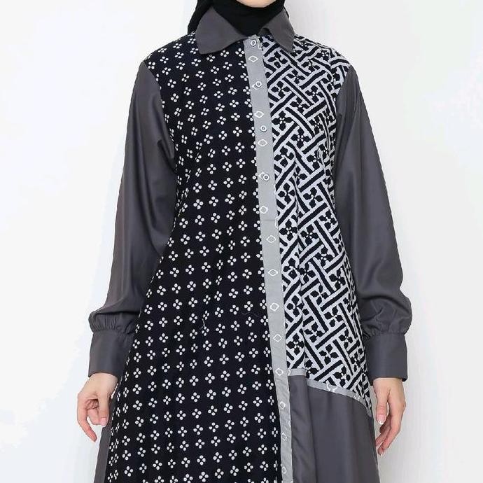 Saiara Dress Anna Abu Mix Batik Cap Hitam