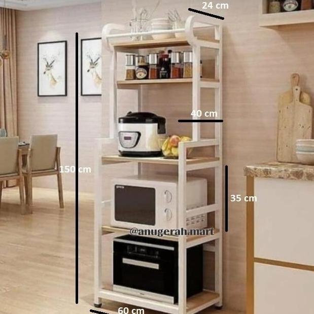 Rak serbaguna / rak dapur / rak besi / rak kayu 5susun