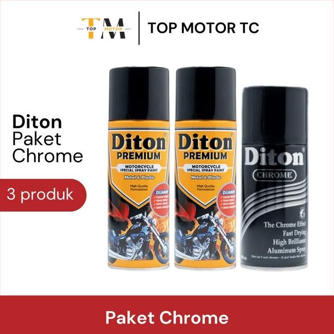 TERMURAH - [PAKET] Cat Semprot Diton Chrome Krom (Epoxy + Hitam + Chrome)