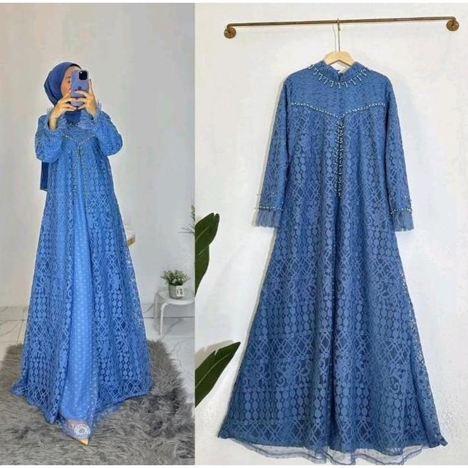 Utera Dress Brukat Gamis Tille Etnic Gamis Pesta Gamis Kondangan Gamis Lamaran Seragaman Pesta Baju 